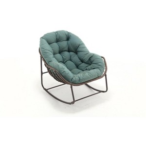 ORRD Outdoor Rocking Chair with Thick Cushion - Light Green Oversized Wicker Egg Rocker for Patio & Garden - 1 of 4