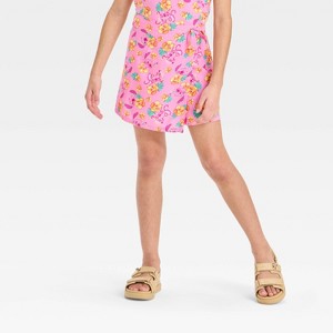 Girls' Disney Stitch and Angel Printed Wrap Skort - Pink - 1 of 3