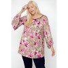 Slickblue Floral Print Plus Size Tunic, Bubble Sleeve Blouse, Stylish for Everyday Wear, Size & Color Options - 3 of 4