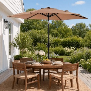brown patio umbrella base stand included 10 ft 10FT Patio Umbrella, Outdoor Market Yard Umbrella, Sun Shade Umbrella for  Garden, Deck, Pool and Backyard, Brown, Not Include Umbrella Base