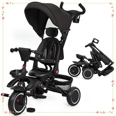7 in 1 Baby Tricycle for 1-5 Year Old, Toddler Trike with Safety Harness,Brake,Rotatable Seat
