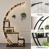5 Tier Metal Plant Stand, Half-Moon Shape Plant Rack With Hanging Hooks, Tall Plant Holder for Home Decor, Garden, Balcony - 2 of 4