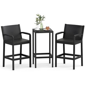 Tangkula 3 Piece Patio Bar Set Bistro Table & Chairs w/ Heavy-Duty Metal Frame - 1 of 4