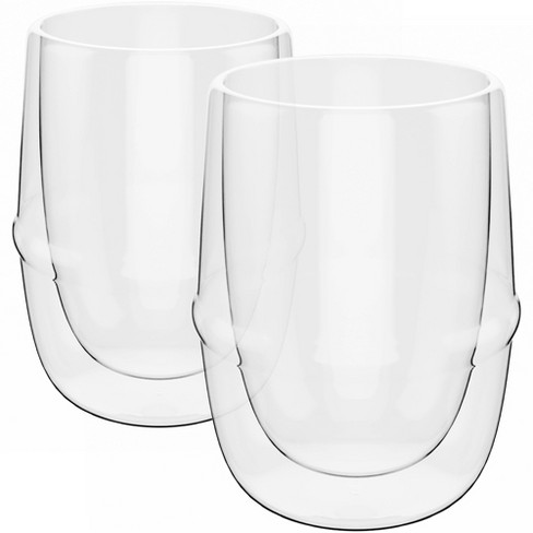 Elle Decor Double Wall Glass Coffee Mugs, Set Of 2, Glasses For