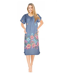 JEFFRICO Womens Nightgowns Muumuu Lounger House Dress Sleepwear Silky Soft Pajama Dress Nightshirts - 1 of 4