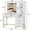 Vanity Benches, Modern Makeup Vanity Desk with Adjustable Mirror, Built in Charging Station, 5 Drawers, Space Saving Dressing Table for Bedrooms - 2 of 4