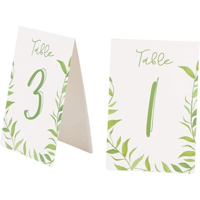 Juvale Botanical Greenery 1-25 Watercolor Table Number Cards, Double Sided 4"X6" Wedding Party Decorations
