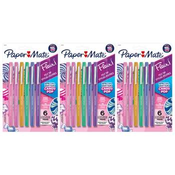 Paper Mate Flair Felt Tip Pens, Medium Point (0.7mm), Candy Pop Pack, 6 Per Pack, 3 Packs
