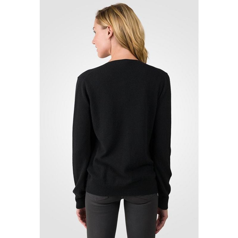 JENNIE LIU Women's 100% Cashmere Button Front Long Sleeve Crewneck Cardigan Sweater, 2 of 7