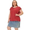 Agnes Orinda Women's Plus Size Summer Chiffon Floral Polka Dots Round Neck Blouses - 3 of 4