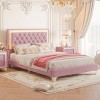 1pc Bed Frame Upholstered Velvet Platform with LED Headboard, No Box Spring Needed, Modern Design for Bedroom - Baofuwish - 2 of 4