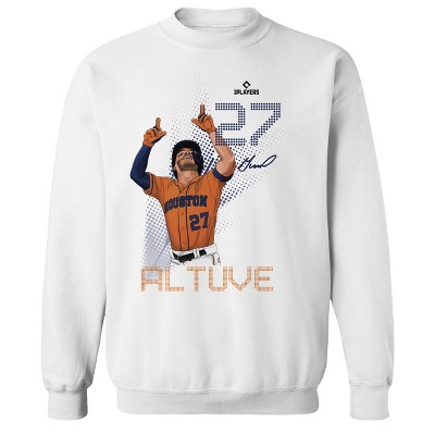 MLBPA Men's Altuve Pw Licensed Mlb Jose Altuve Houston Astros Mlb Baseball Astros Houston 27 Long Sleeve Graphic Cotton Pullover Sweatshirt - White S
