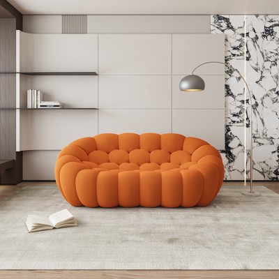 75-Inch Bubble Loveseat Sofa with Honeycomb Design, 3D Mesh Fabric for Modern Spaces, Orange