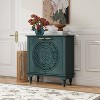 VYNXARIA Hollow-Carved 2-Door Accent Cabinet with Adjustable Shelf - Elegant Storage in Walnut - 2 of 4
