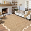 Washable Rug Modern Scalloped Rug Non Slip, Neutral Indoor Carpet - 3 of 4