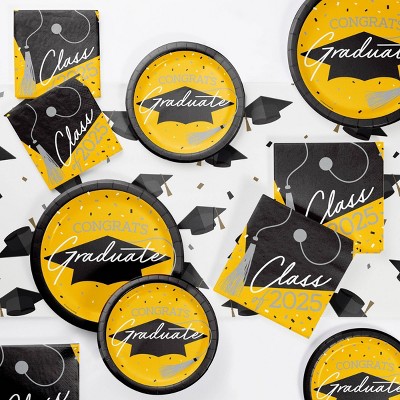 Creative Converting 2025 Graduate School Spirit Yellow Tableware Kit 18ct