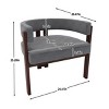 Teddy Fabric Upholstered Dining Arm Chairs Set of 2,Curved Back Barrel Accent Armchair with 3 Legs,Living Room Bedroom Side Chair-Coolbibila - 4 of 4