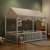 KTMBDW Twin/Full Floor Bed with Fence, Twin/Full Size Montessori Floor Beds with Roof, Metal House Bed Frame for Girls, Boys, Easy Assemble - 4 of 4