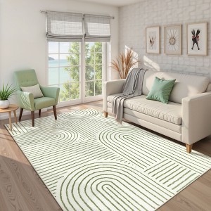 Lahome Abstract Washable Rugs Non Slip Soft Living Room Rugs Ultra-Thin Rainbow Bedroom Rug Non Skid Rug Backing Accent Carpet for Room Office - 1 of 4