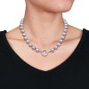 EVERLY JEWELRY | Sterling Silver 12-13 MM Vivid Grey Cultured Freshwater Pearl and Cubic Zirconia Necklace - 18 inch - 4 of 4