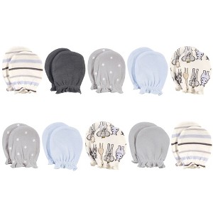 Hudson Baby Infant Boys Cotton Scratch Mittens, Royal Safari, 0-6 Months - 1 of 4