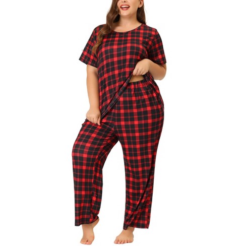 Agnes Orinda Women's Plus Size Check Leggings Stretch Festive Glen