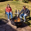 Sunnydaze Outdoor Camping or Backyard Crossweave Cut Out Fire Pit with Spark Screen, Log Poker, and Metal Wood Grate - Bronze - 3 of 4