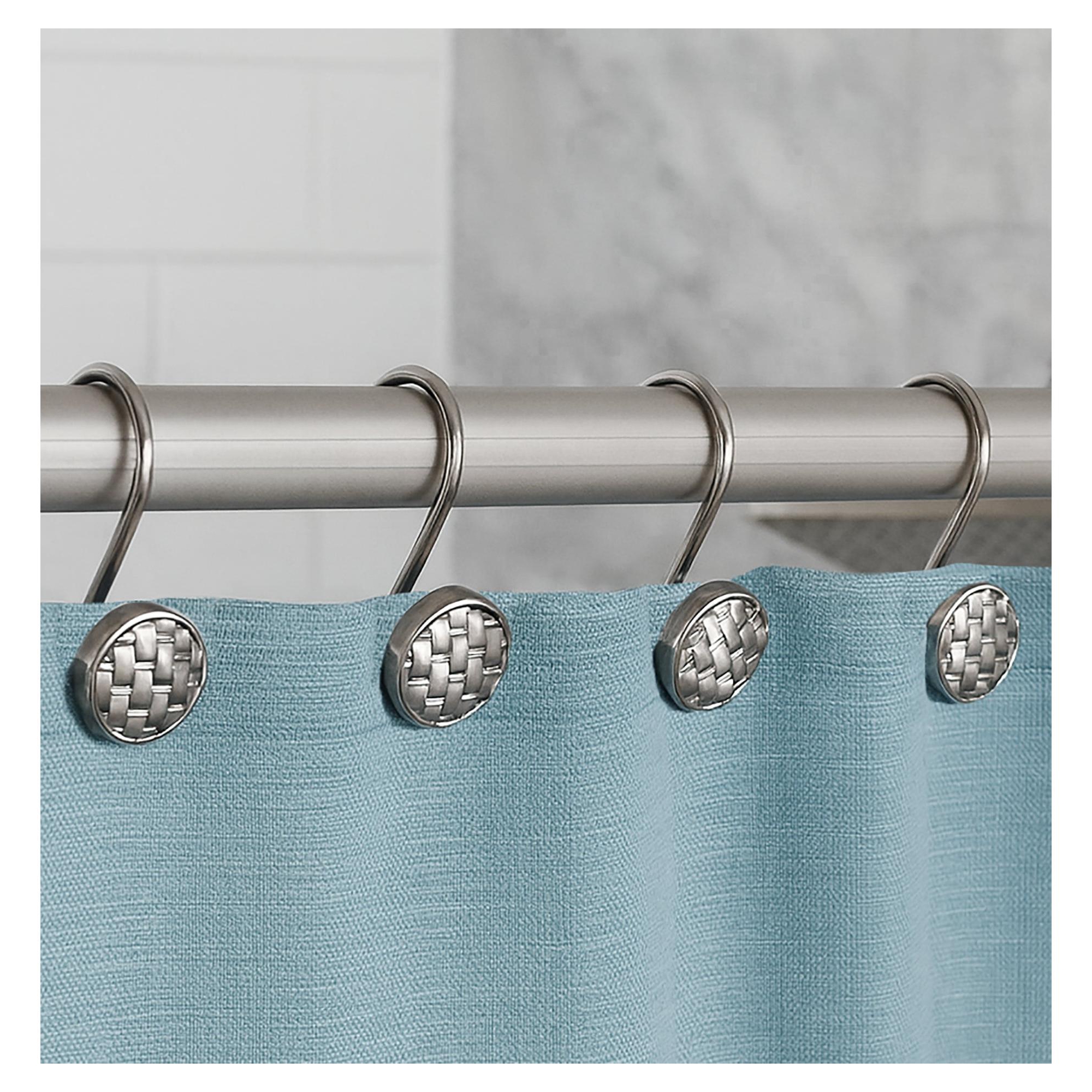 Home Mart Goods 12 Piece Set Silver Heavy Duty Shower Button Curtain Hooks Rings Rustproof Metal