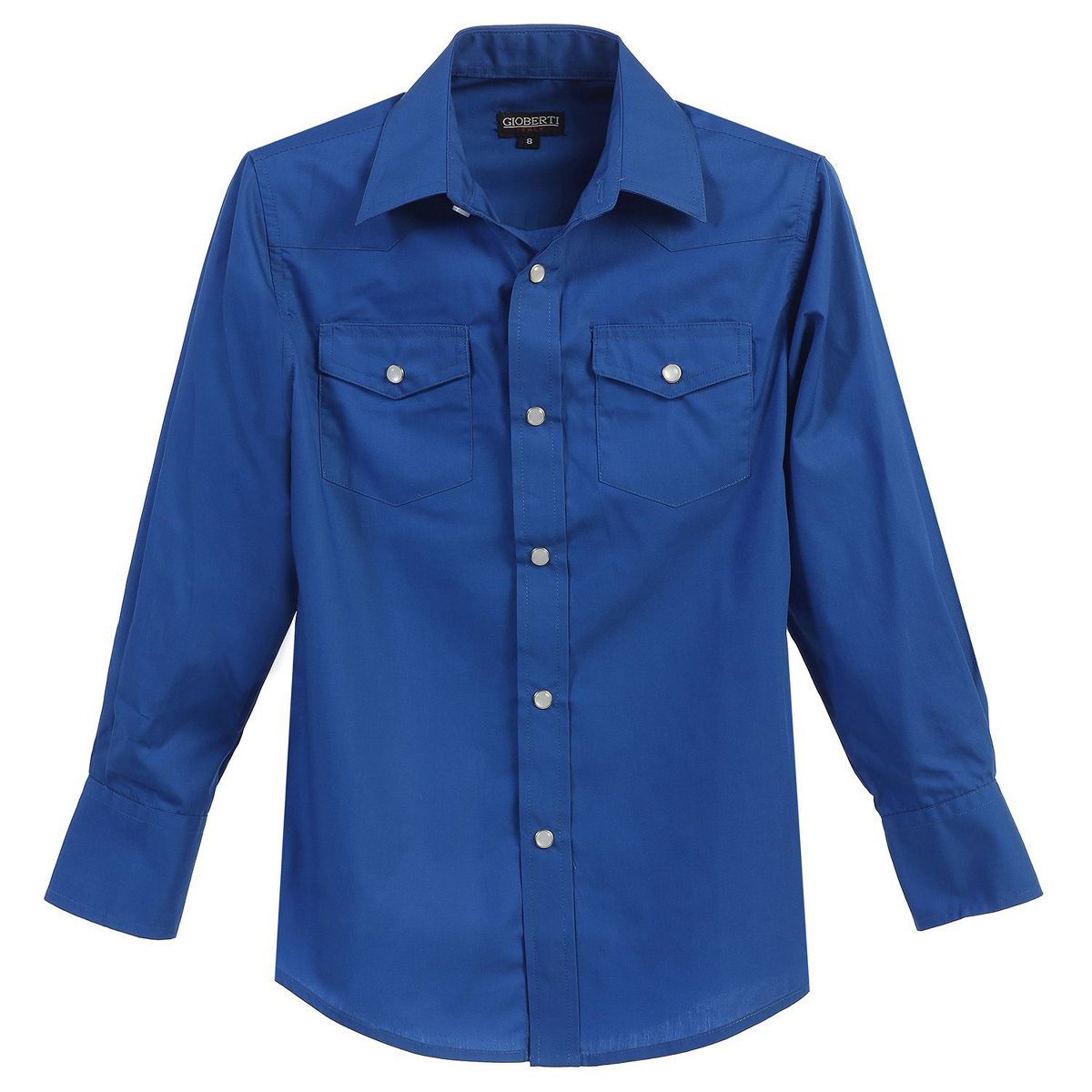 Gioberti Boy's Casual Western Solid Long Sleeve Shirt With Pearl Snaps