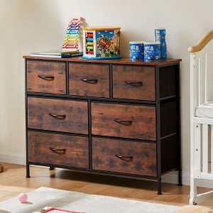 TUYOHW Fabric Dresser with Wooden Top,Chest of Drawers,Closet Organizer for Bedroom,Nursery,Entryway - 1 of 4