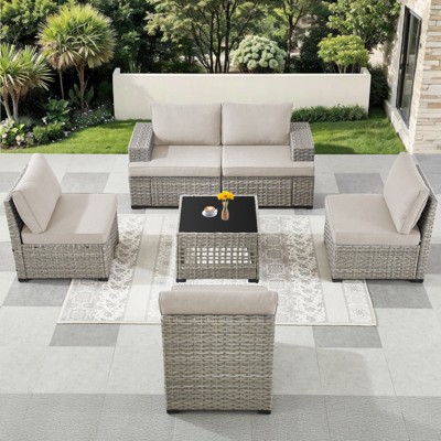 Outdoor Sectional Sofa Patio Furniture Sets with Thickened Cushions