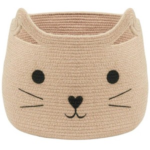 Aoibox Large Woven Cotton Rope Storage Basket Cute Cat Design Laundry Organizer for Towels Toys Clothes Gifts 15x14 - 1 of 4