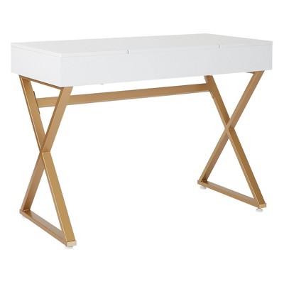 white and gold desk target