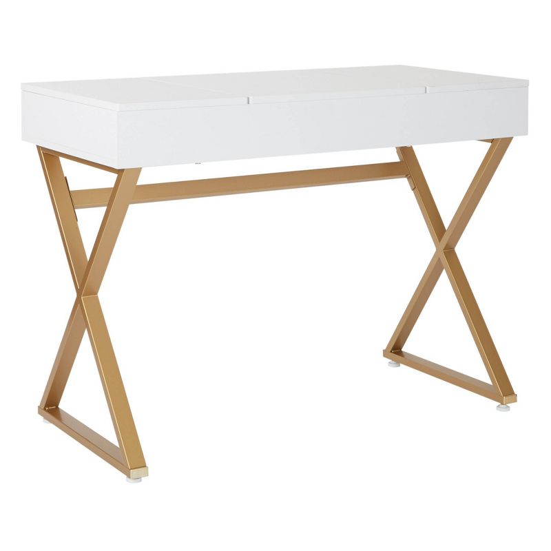 Juliette Vanity Desk Gold Legs with Top White - OSP Home Furnishings, 1 of 11