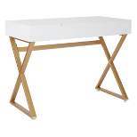 Juliette Vanity Desk Gold Legs with Top White - OSP Home Furnishings