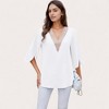 Anna-Kaci Women's V-Neck Blouse with Lace Trim Detail and 3/4 Split Sleeves Relaxed Fit - 4 of 4