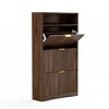 ACEPANO 31.6 in. W Freestanding Concealed Shoe Cabinet with 3 Flip-Top Drawers for Entryways & Hallways-Walnut - 2 of 4