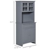 Elegant Buffet with Hutch, Kitchen Pantry Storage Cabinet with Framed Glass Door Drawer and Microwave Space - 3 of 4