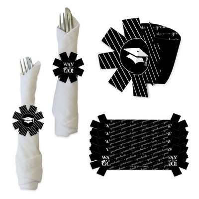 Big Dot of Happiness Graduation Cheers - Graduation Party Paper Napkin Holder - Napkin Rings - Set of 24