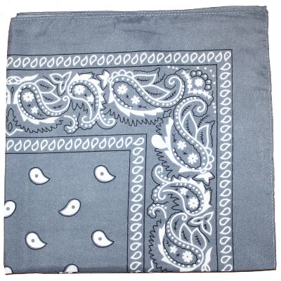 CTM Bandana Route 66 In Cotone - 54x54 Cm - Paisley Grigio E Blu Navy - Prodotta Negli USA