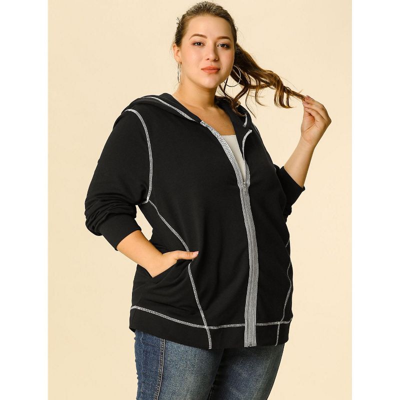 Agnes Orinda Women's Plus Size Hoodie Zip Front Long Sleeve with Pockets Track Jackets, 5 of 8
