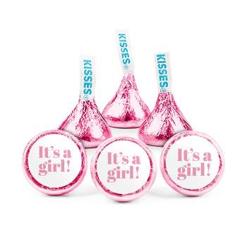 324ct Pink It's a Girl Baby Shower Stickers for Hershey's Kisses, DIY Party Favors by Just Candy (324 Stickers) - Candy Not Included