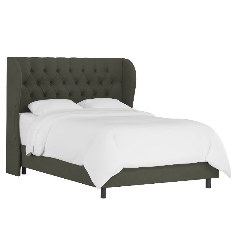 Skyline Furniture Tufted Velvet Upholstered Wingback Bed, 3 of 9