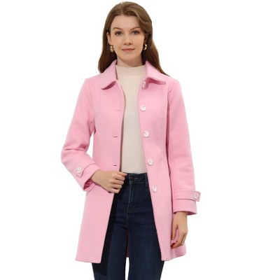Allegra K Women's Winter Outerwear Peter Pan Collar Mid-thigh A-line Single Breasted Coat