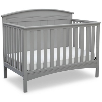 Gray Solid Wood Convertible Crib with Mattress