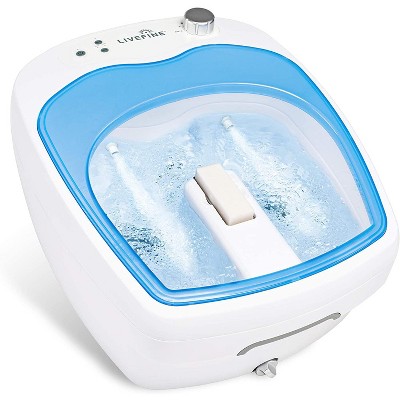 LiveFine Foot Spa w/Adjustable Speed Aqua Air Jets - Home Heated (108°) Bath, Massage Rollers, Bubbles, Pumice Stone