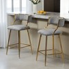 Leovsnove Set of 2,26'' Counter height bar stools Corduroy kitchen island counter bar stool with back,golden chromed base and footrest - 2 of 4