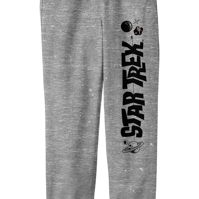 Star Trek Logo With Planets Asteroid & Stars Boy's Athletic Heather Jogger Pants, 2 of 4