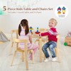 Infans 5-Piece Kids Wooden Curved Back Activity Table & Chair Set w/Toy Bricks Natural - 3 of 4