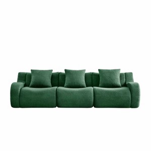 Aukfa Modular Teddy Fabric Sofa,Convertible Modular Sectional Sofa Set , 3-Seats with 1/2/3 Ottoman Soft Boneless Design for Living Room - 1 of 4